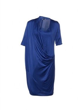 Bottega Veneta Tomas Maier Era Royal Blue 100% Seta Silk Draped Dress Size IT 38